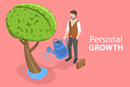 3D Isometric Flat Vector Conceptual Illustration of Self Growth.のイラスト素材