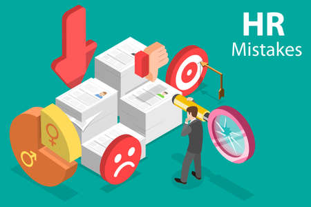 3D Isometric Vector Conceptual Illustration of Human Resources Mistakes.のイラスト素材