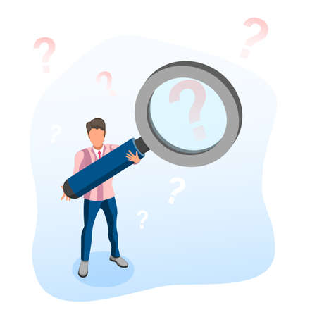 3D Isometric Flat Vector Conceptual Illustration of Searching for Solution.のイラスト素材
