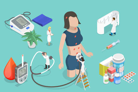 3D Isometric Flat Vector Conceptual Illustration of Endocrinology.のイラスト素材