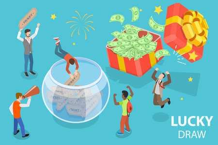 3D Isometric Flat Vector Conceptual Illustration of Lucky Draw.のイラスト素材