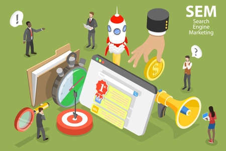 3D Isometric Vector Conceptual Illustration of SEM - Search Engine Marketing.のイラスト素材