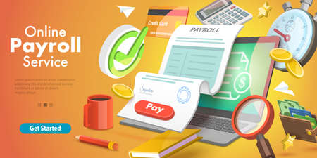 3D Isometric Vector Conceptual Illustration of Payroll or Salary Payment.のイラスト素材