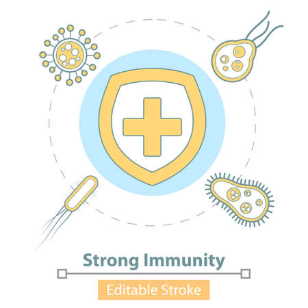 Vector Icon of Strong Immune System, Protection Against Virus Germs.のイラスト素材