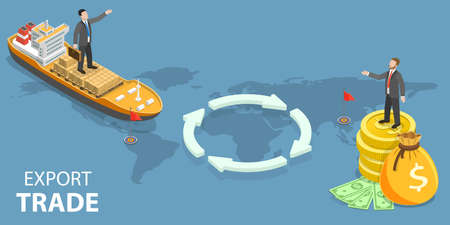 3D Isometric Flat Vector Conceptual Illustration of Export Trade.のイラスト素材