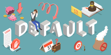 3D Isometric Flat Vector Conceptual Illustration of Default, Financial Problems.のイラスト素材