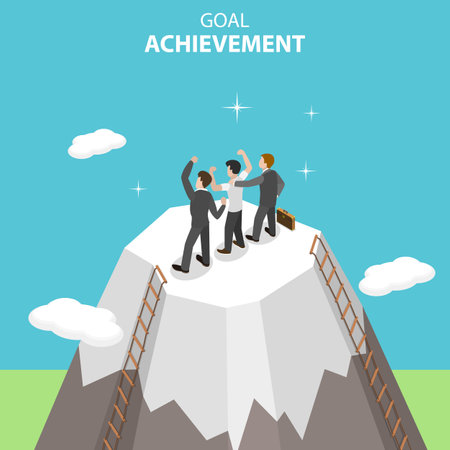 3D Isometric Flat Vector Conceptual Illustration of Goal Achievement.のイラスト素材