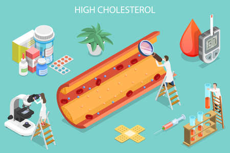 3D Isometric Flat Vector Conceptual Illustration of High Cholesterol Level.のイラスト素材