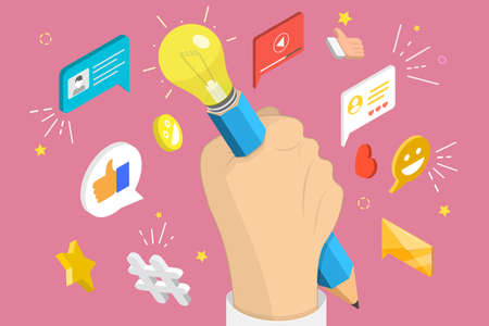 3D Isometric Flat Vector Conceptual Illustration of Creative Content Writing.のイラスト素材