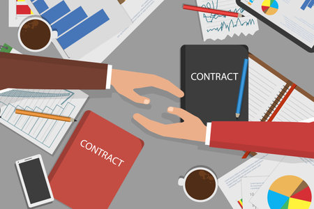 3D Isometric Flat Vector Conceptual Illustration of Contract Signing.のイラスト素材