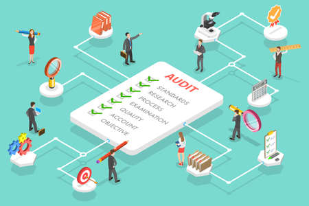 3D Isometric Flat Vector Conceptual Illustration of Financial Audit, Analytics Business Report, Data Analysis.のイラスト素材