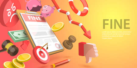 3D Vector Conceptual Illustration of Fine Document, Administrative Monetary Penaltyのイラスト素材