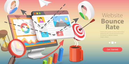 3D Isometric Flat Vector Conceptual Illustration of Website Bounce Rate, Digital Marketing Analysisのイラスト素材