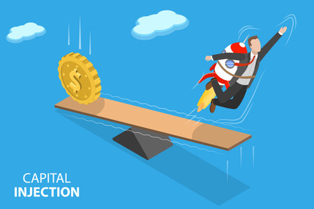 3D Isometric Flat Vector Conceptual Illustration of Capital Injection, Government Stimulus as Financial Supportのイラスト素材