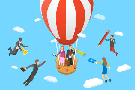3D Isometric Flat Vector Conceptual Illustration of Candidate Search, Recruitment Agency and HR Managementのイラスト素材
