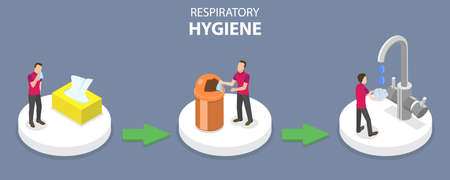 3D Isometric Flat Vector Conceptual Illustration of Respiratory Hygieneのイラスト素材