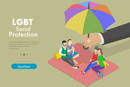 3D Isometric Flat Vector Conceptual Illustration of LGBT Social Protection, Safe Space for LGBTQ Communityのイラスト素材