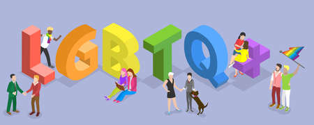3D Isometric Flat Vector Conceptual Illustration of LGBTQ Community, Equality and Love Protectionのイラスト素材
