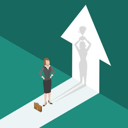 3D Isometric Flat Vector Conceptual Illustration of Womens Leadership, Successful Female Entrepreneurのイラスト素材