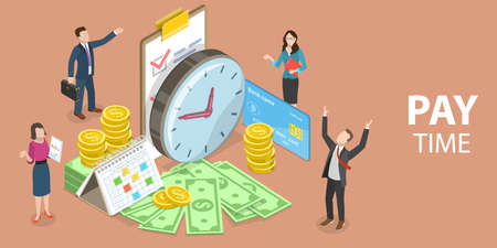 3D Isometric Flat Vector Conceptual Illustration of Payment Date, Financial Planning and Time Managementのイラスト素材