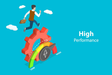 3D Isometric Flat Vector Conceptual Illustration of High Performance, Maximum Job Productivityのイラスト素材