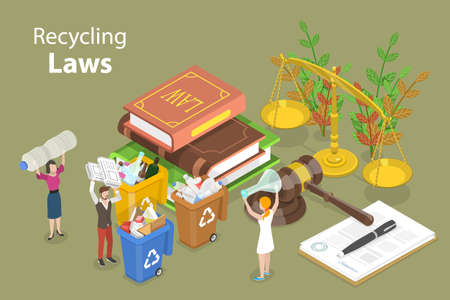3D Isometric Flat Vector Conceptual Illustration of Recycling Laws, Ecological Regulationsのイラスト素材