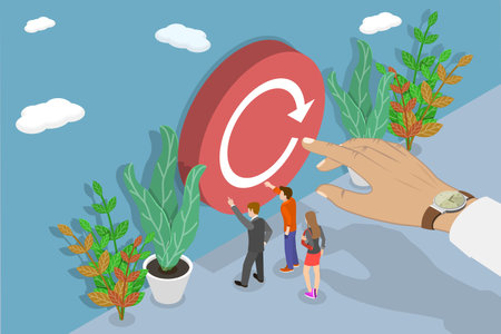 3D Isometric Flat Vector Conceptual Illustration of Refresh or Renew, New Vision or Business...