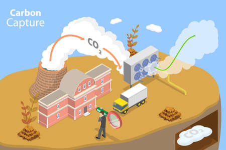 3D Isometric Flat Vector Conceptual Illustration of Carbon Capture, Sustainable Solution Storageのイラスト素材