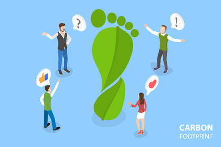 3D Isometric Flat Vector Conceptual Illustration of Carbon Footprint, CO2 Emission Environmental Impactのイラスト素材