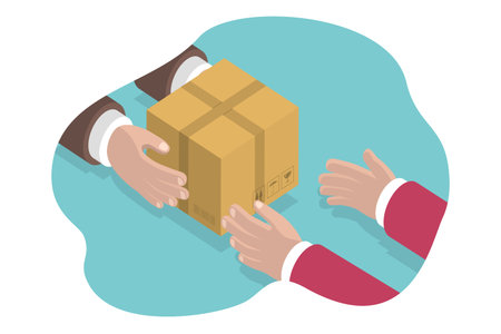 3D Isometric Flat Vector Conceptual Illustration of Parcel Delivery, E-commerce and Anline Shoppingのイラスト素材