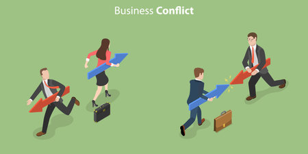 3D Isometric Flat Vector Conceptual Illustration of Business Conflict, Rivalry and Business Competitionのイラスト素材
