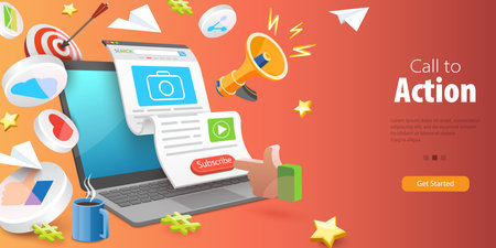 3D Vector Conceptual Illustration of CTA as Call To Action, Digital Marketing Campaignのイラスト素材