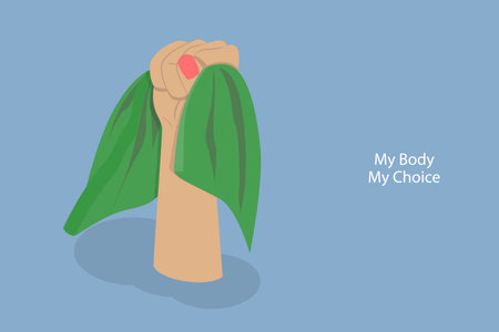 3D Isometric Flat Vector Conceptual Illustration of My Body My Choice, Movement Against a Ban on Abortionのイラスト素材