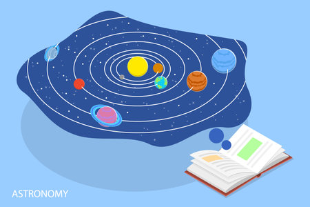 3D Isometric Flat Vector Conceptual Illustration of Astronomy Science and Education, Explore Stars and Galaxiesのイラスト素材