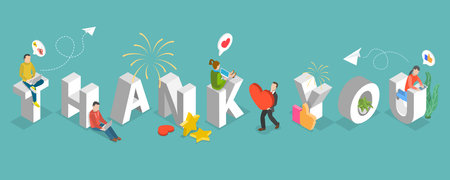 3D Isometric Flat Vector Conceptual Illustration of Thank You, Business, Marketing or Advertising Bannerのイラスト素材