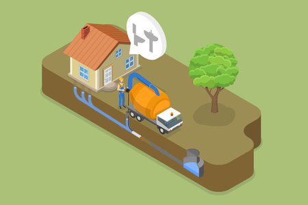3D Isometric Flat Vector Conceptual Illustration of Sewer Cleaning Service, Removing Sewerage Obstructionsのイラスト素材