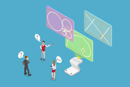 3D Isometric Flat Vector Conceptual Illustration of Golden Ratio, Geometry Harmony and Balanceのイラスト素材