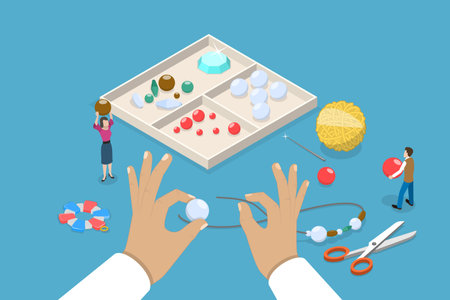 3D Isometric Flat Vector Conceptual Illustration of Making Jewelry, Craft Handmade Hobbyのイラスト素材