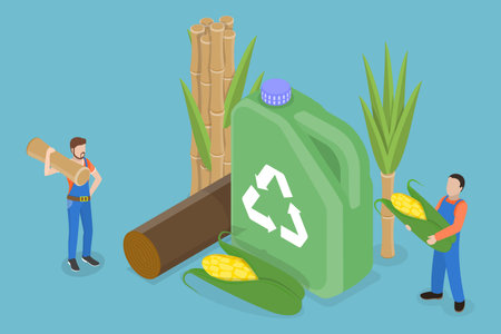 3D Isometric Flat Vector Conceptual Illustration of Eco Biofuel, Alternative Powerのイラスト素材