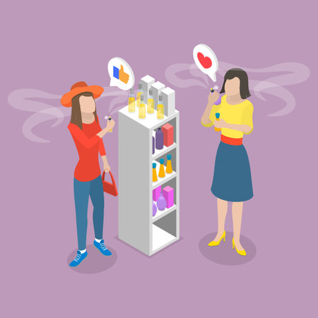 3D Isometric Flat Vector Conceptual Illustration of Fragrance, Aroma Scents Cosmeticsのイラスト素材