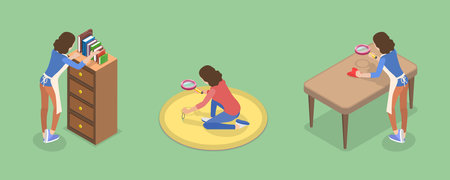 3D Isometric Flat Vector Conceptual Illustration of Perfectionist, Too Much Attention to Detailsのイラスト素材