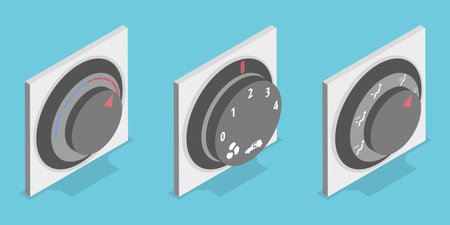 3D Isometric Flat Vector Conceptual Illustration of Climate Control Handle, Air Conditioning System Controlのイラスト素材