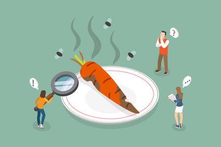 3D Isometric Flat Vector Conceptual Illustration of Rotten Carrot, Food Organic Wasteのイラスト素材