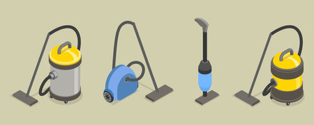3D Isometric Flat Vector Set of Vacuum Cleaners, Electrical Appliance for Cleaningのイラスト素材