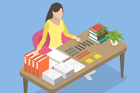 3D Isometric Flat Vector Conceptual Illustration of Obsessive-compulsive Disorder, Perfectionism or OCDのイラスト素材