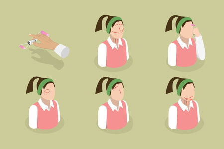 3D Isometric Flat Vector Conceptual Illustration of Facial Roller, Instruction How to Use Derma-rollerのイラスト素材