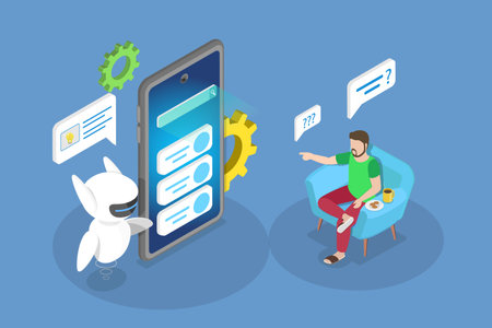 3D Isometric Flat Vector Conceptual Illustration of AI Chatbot, Chat GPTのイラスト素材