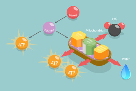 3D Isometric Flat Vector Conceptual Illustration of Aerobic Respiration, Educational Schemaのイラスト素材