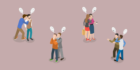 3D Isometric Flat Vector Set of Gossips, Rumors or Spreading Secretsのイラスト素材
