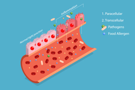 3D Isometric Flat Vector Conceptual Illustration of Leaky Gut Syndrome, Autoimmune Disorderのイラスト素材